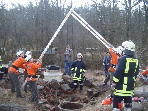 Bild 18 von 25 Vorbereitungen zum Bergen von einer Person aus einem Loch. 